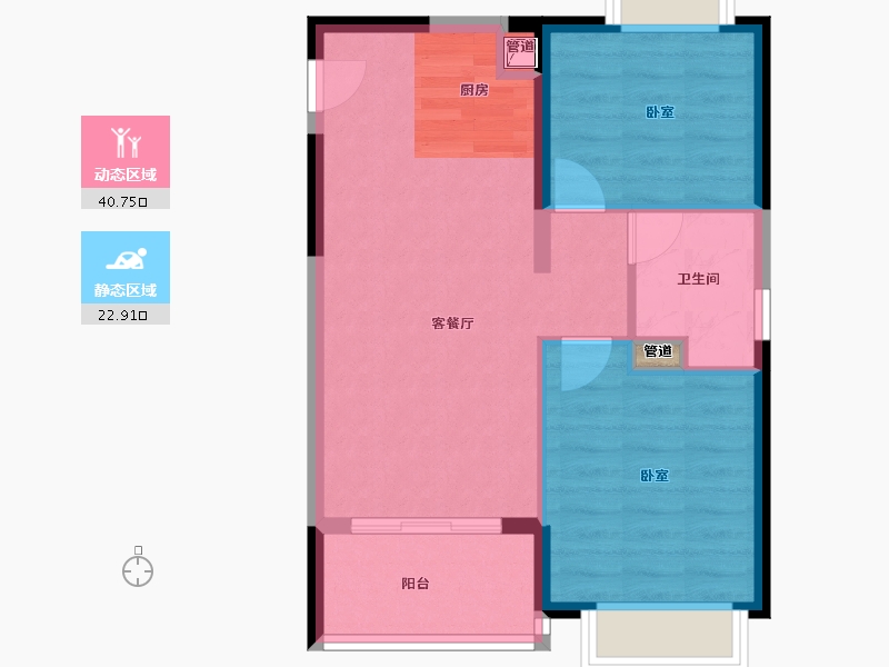 广东省-阳江市-阳江富力湾-57.45-户型库-动静分区