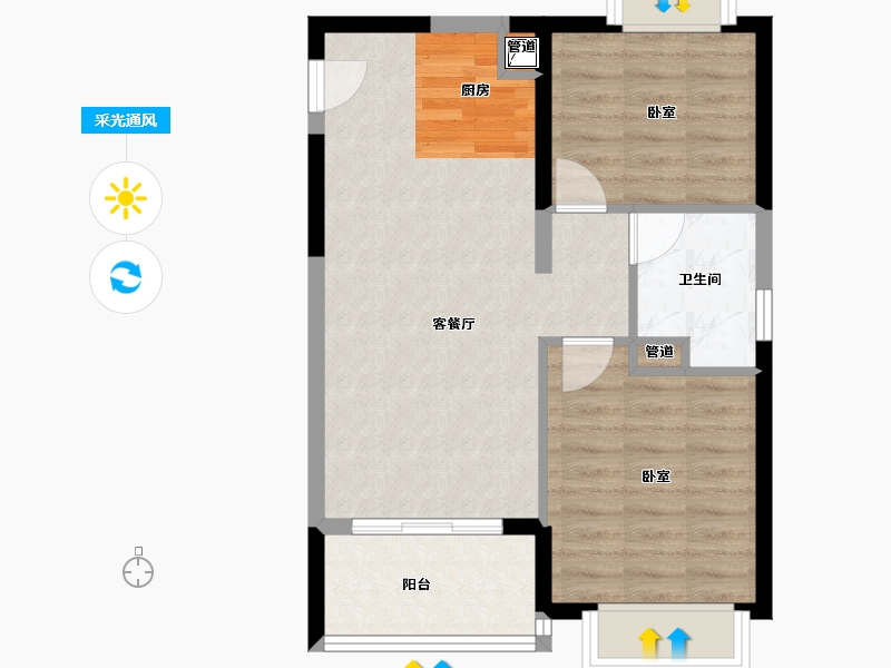 广东省-阳江市-阳江富力湾-57.45-户型库-采光通风