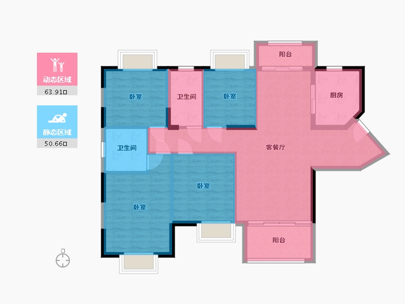 湖南省-衡阳市-坤鑫·中央广场-103.60-户型库-动静分区