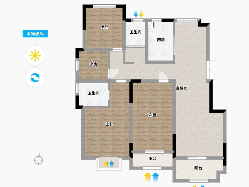 江苏省-南通市-瑞景华府-108.81-户型库-采光通风