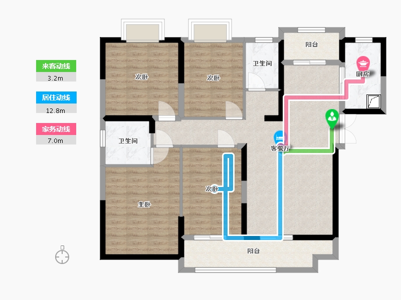 湖南省-长沙市-恒生碧水龙庭-106.56-户型库-动静线