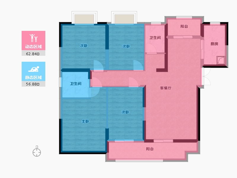 湖南省-长沙市-恒生碧水龙庭-106.56-户型库-动静分区