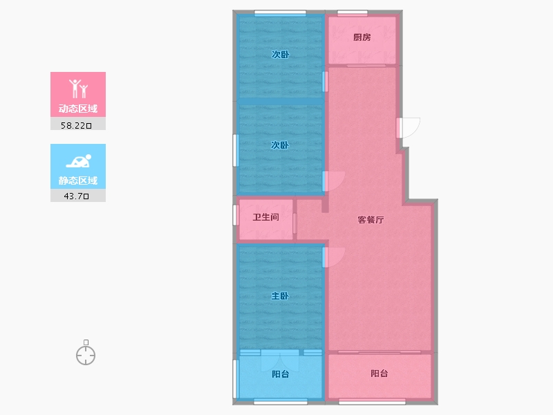 山东省-济宁市-九巨龙青年城3期 华锦苑-91.21-户型库-动静分区