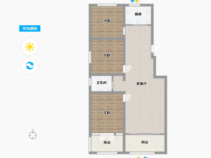 山东省-济宁市-九巨龙青年城3期 华锦苑-91.21-户型库-采光通风