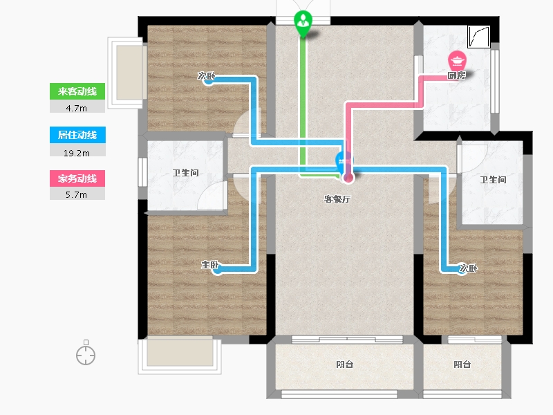 湖南省-湘潭市-紫荆·东台御景-90.28-户型库-动静线