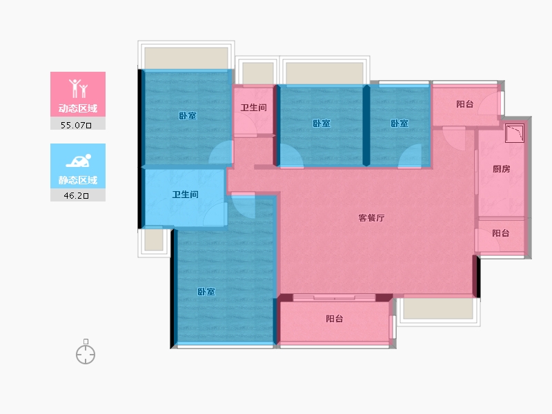 广东省-广州市-珠江花城-90.48-户型库-动静分区