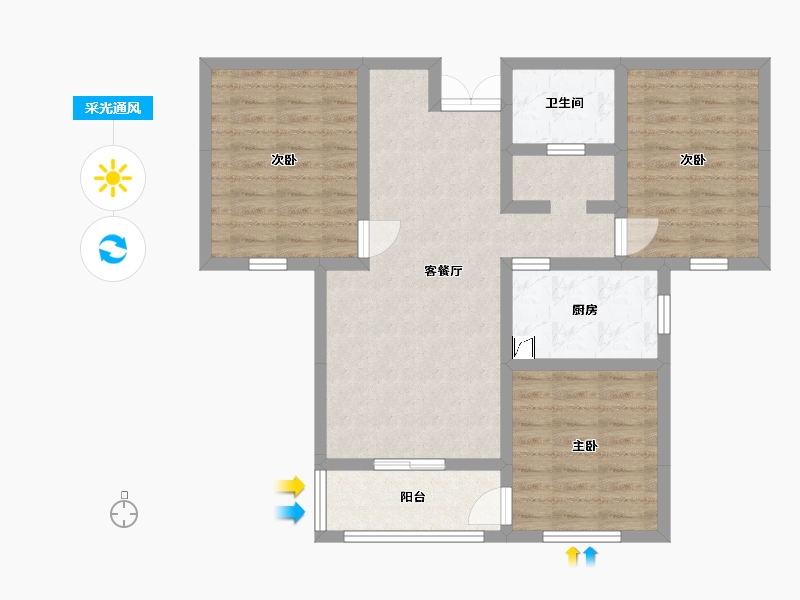 青海省-西宁市-紫金花苑-77.76-户型库-采光通风