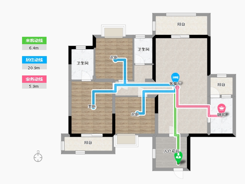 湖南省-长沙市-恒生碧水龙庭-109.34-户型库-动静线