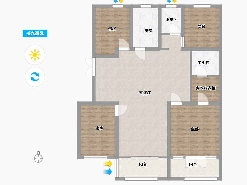 山东省-济宁市-九巨龙青年城3期 华锦苑-113.60-户型库-采光通风