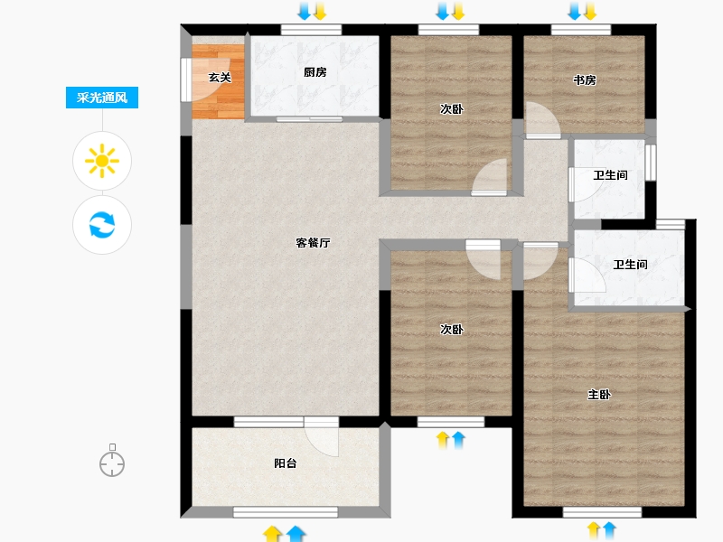 吉林省-长春市-新城吾悦广场-101.80-户型库-采光通风