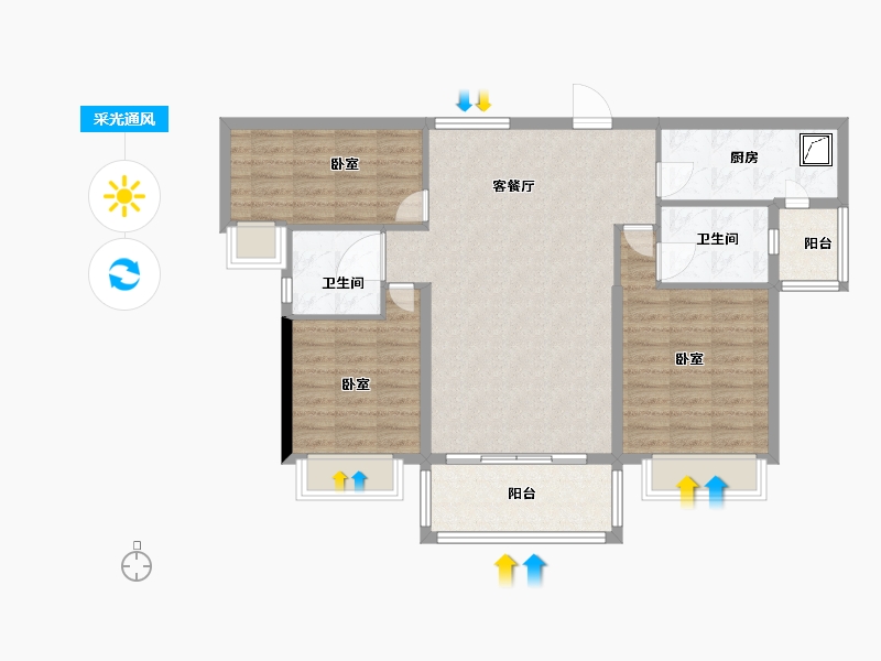 广东省-河源市-碧桂园东江凤凰城凤凰湾-93.99-户型库-采光通风