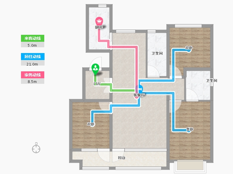 山东省-潍坊市-雅柏文一号公馆-105.99-户型库-动静线