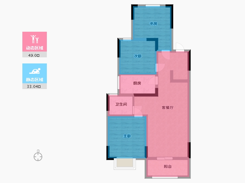 江苏省-南通市-绿地长岛-72.00-户型库-动静分区