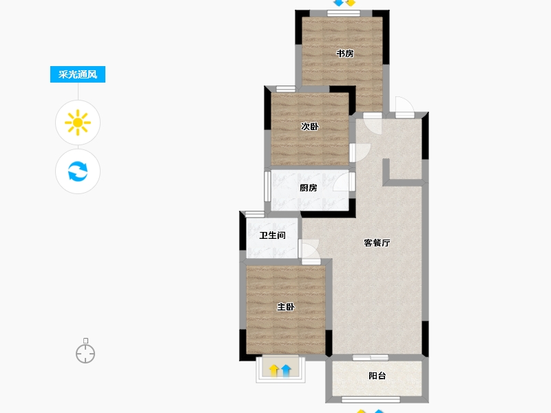 江苏省-南通市-绿地长岛-72.00-户型库-采光通风