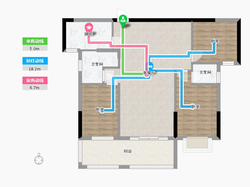 湖南省-衡阳市-雨母新城三期海棠园-89.29-户型库-动静线