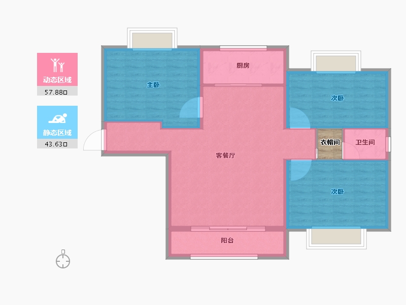 山东省-济宁市-瑞马大公馆-93.98-户型库-动静分区