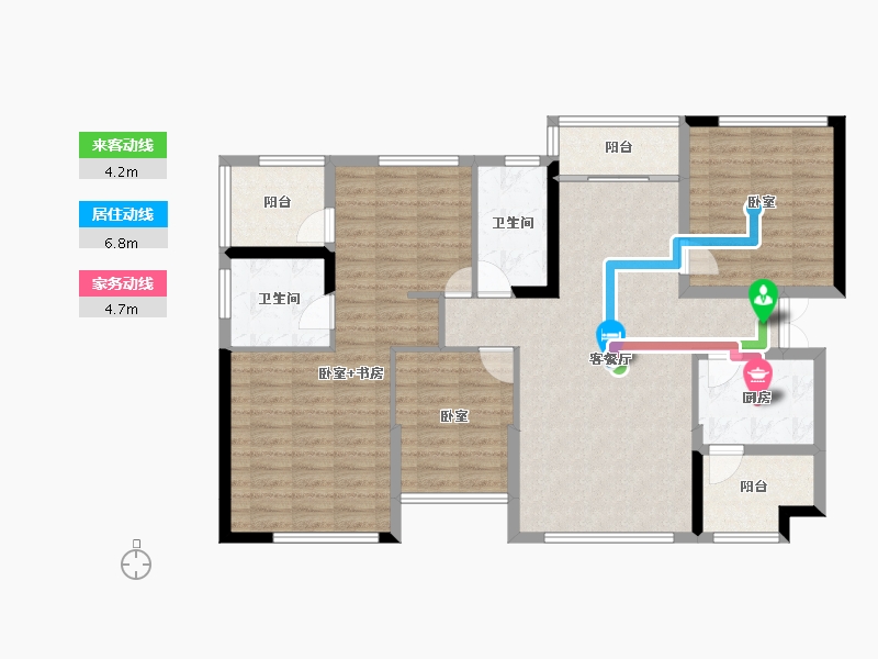 湖南省-长沙市-天元国际公寓-107.41-户型库-动静线