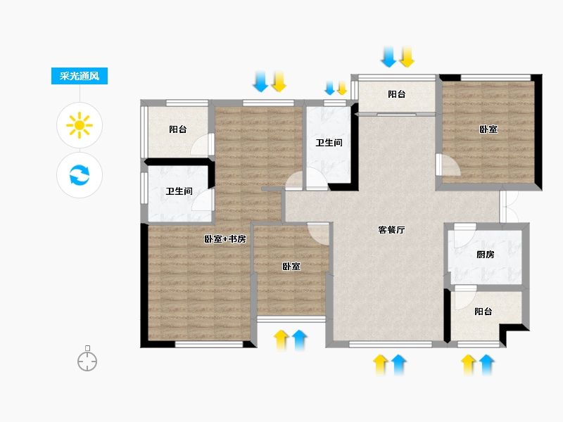 湖南省-长沙市-天元国际公寓-107.41-户型库-采光通风