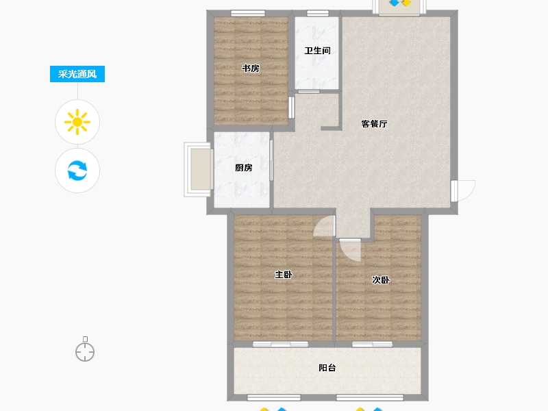 山东省-泰安市-盛华天竹佳苑-106.39-户型库-采光通风