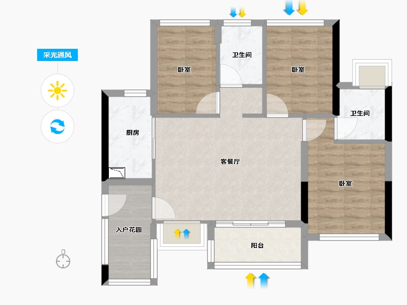 广东省-广州市-珠江花城-68.99-户型库-采光通风