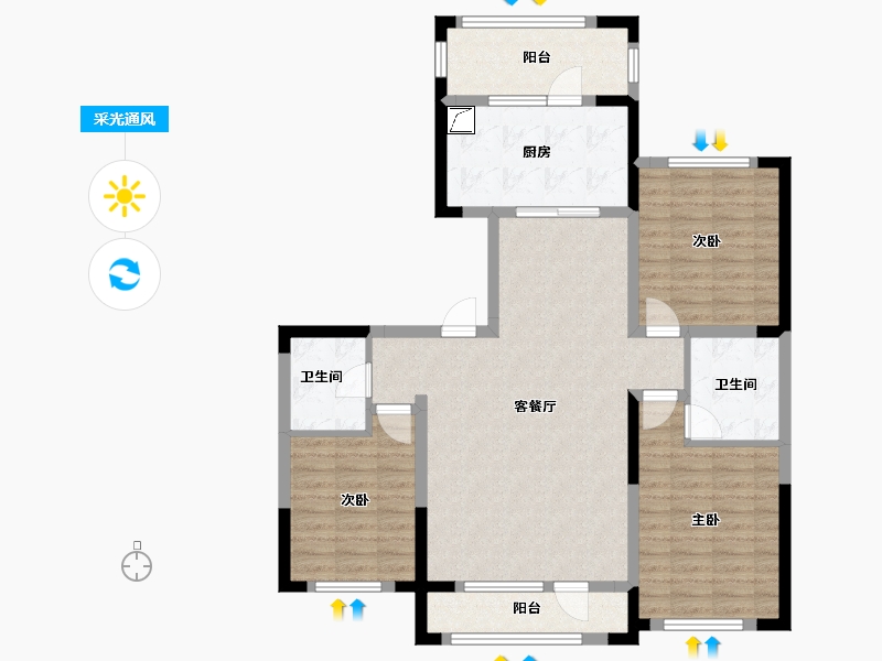 吉林省-长春市-天禄金典名城-102.93-户型库-采光通风