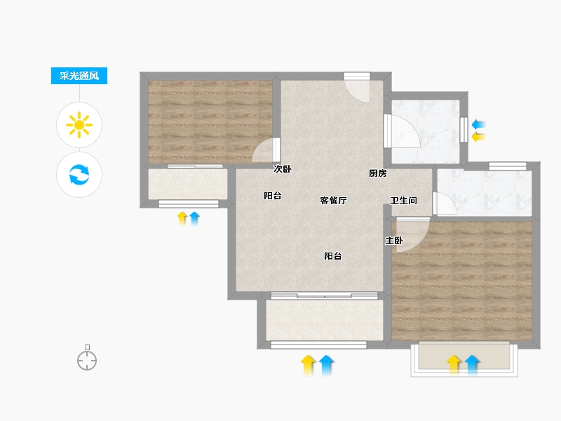 山东省-济宁市-瑞马大公馆-67.19-户型库-采光通风