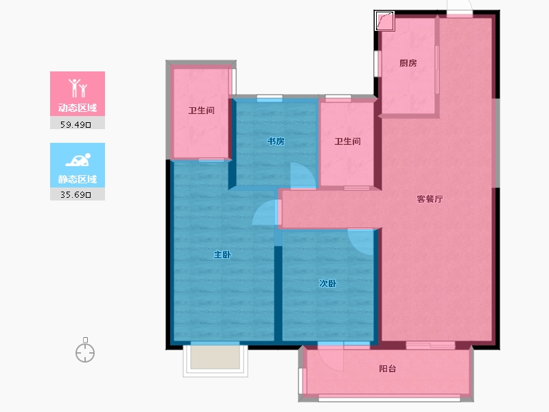 湖北省-武汉市-武地融创御央首府-84.85-户型库-动静分区