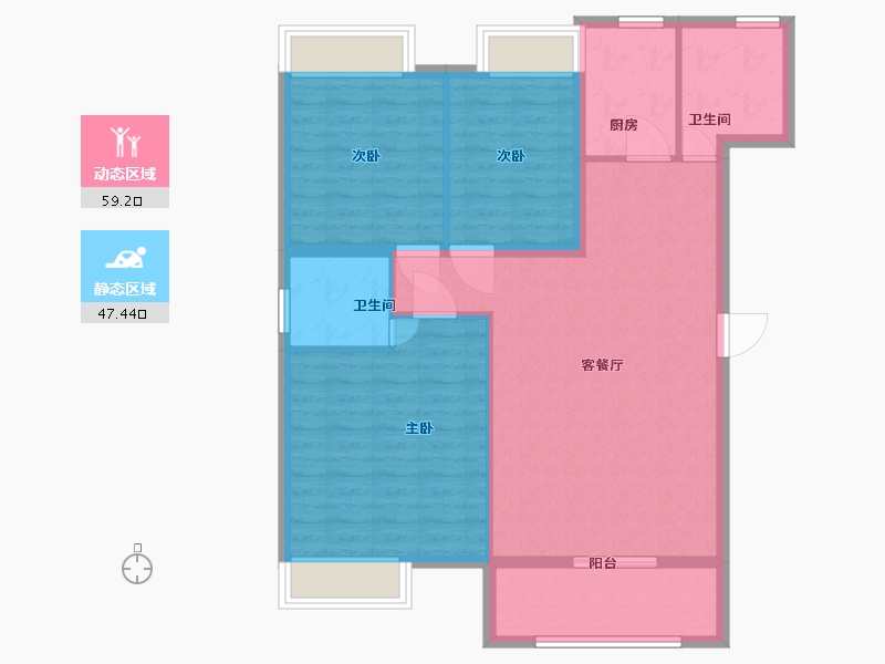 山东省-泰安市-世纪康城-96.80-户型库-动静分区