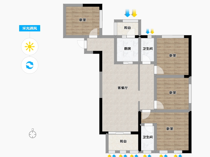 四川省-成都市-圣沅红星城市广场住宅-94.90-户型库-采光通风