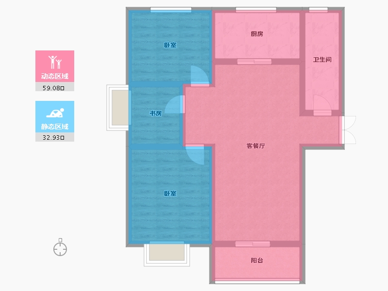 山东省-济宁市-大顺花园-81.69-户型库-动静分区