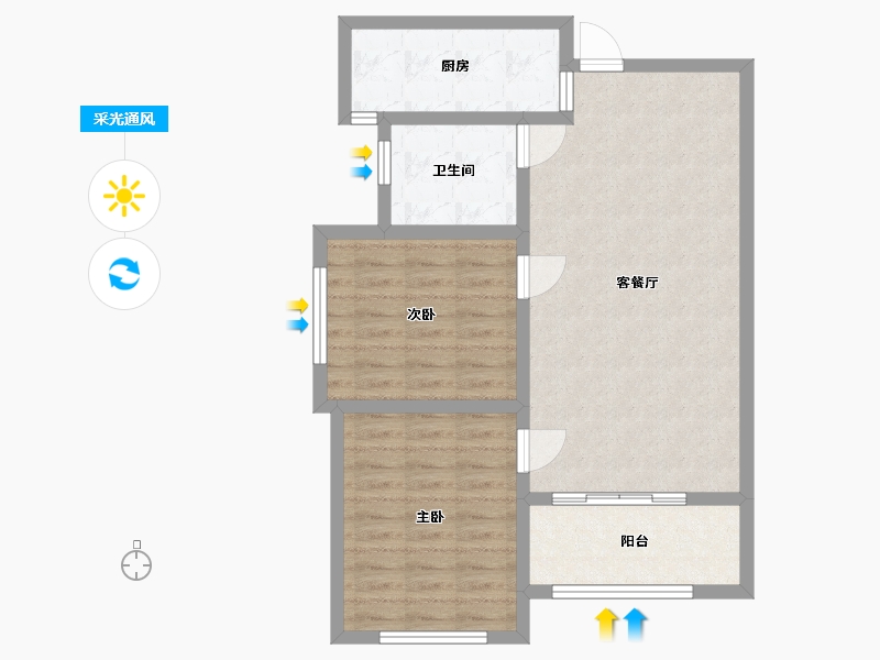 山东省-泰安市-盛华天竹佳苑-76.80-户型库-采光通风