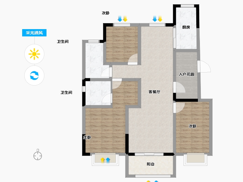 山东省-济宁市-名仕城-108.00-户型库-采光通风