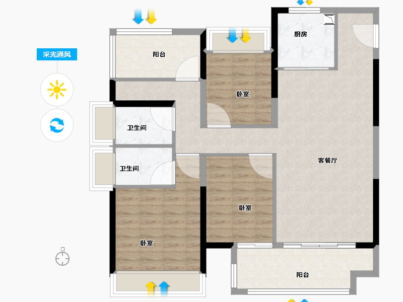 广东省-广州市-中海阅湖壹号-103.01-户型库-采光通风