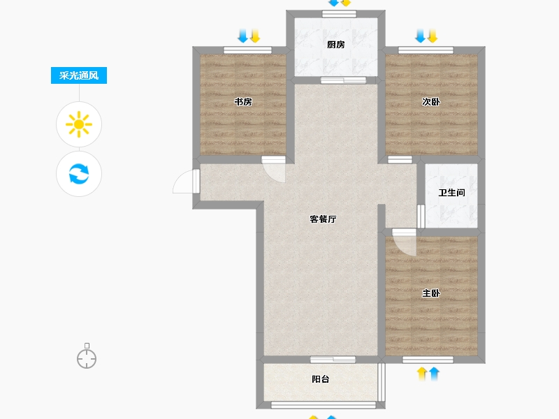 青海省-西宁市-紫金花苑-83.99-户型库-采光通风