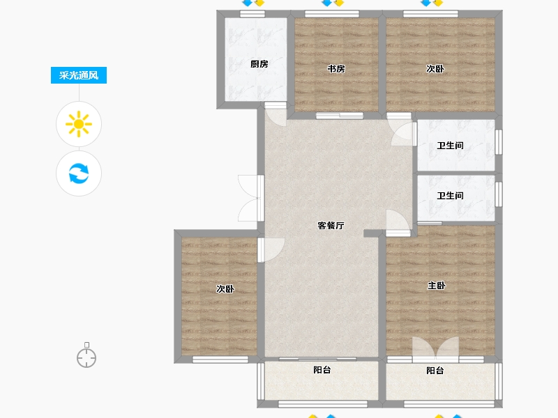 山东省-济宁市-九巨龙青年城3期 华锦苑-108.30-户型库-采光通风