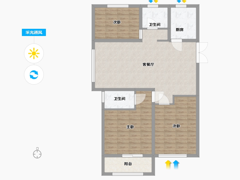 山东省-泰安市-世纪康城-96.00-户型库-采光通风