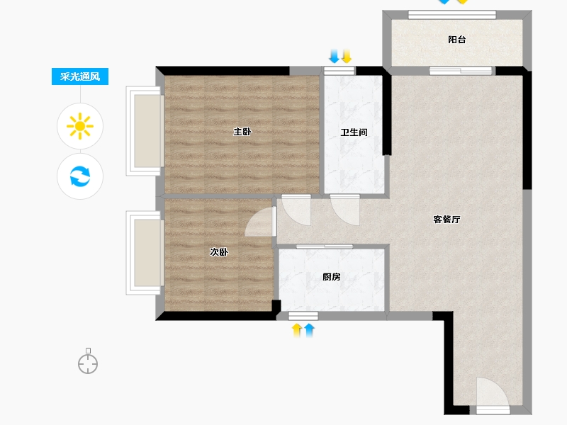 湖北省-武汉市-顶琇国际城-75.60-户型库-采光通风