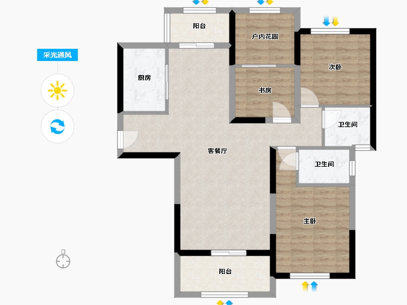 湖南省-长沙市-恒生碧水龙庭-92.02-户型库-采光通风