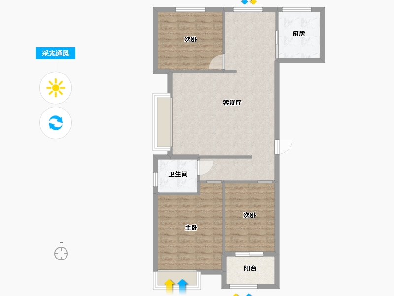 山东省-泰安市-世纪康城-89.60-户型库-采光通风