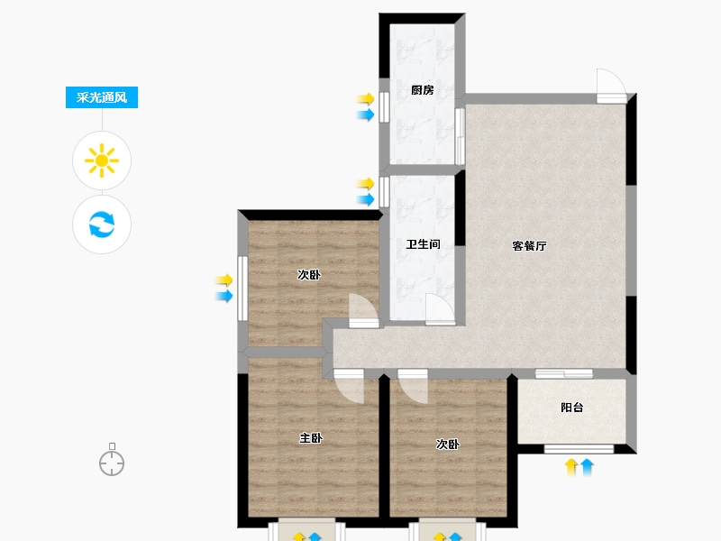 陕西省-西安市-亿润锦悦汇-77.00-户型库-采光通风