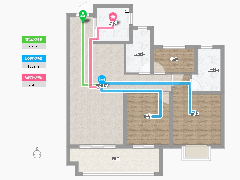 安徽省-宣城市-今创文澜府-84.01-户型库-动静线