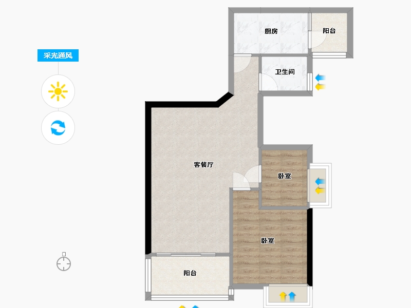 广东省-东莞市-御河湾花园-66.12-户型库-采光通风