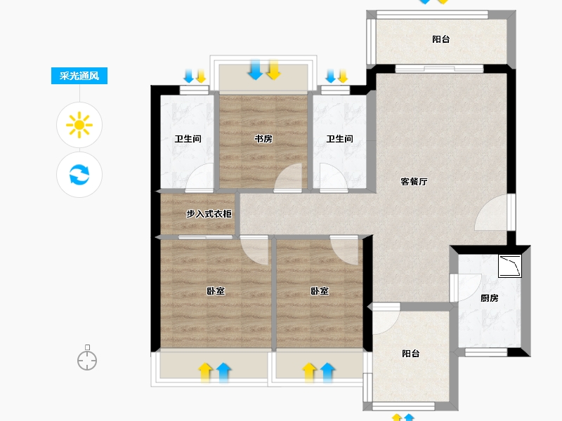 广东省-广州市-融创滨江粤府-75.31-户型库-采光通风