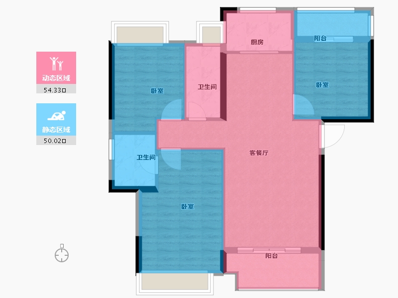 湖南省-怀化市-华远·万江府-95.00-户型库-动静分区