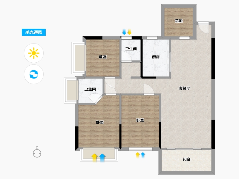 湖南省-衡阳市-北建理想城-90.01-户型库-采光通风