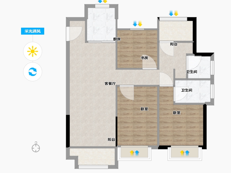 浙江省-嘉兴市-嘉学丽苑-87.01-户型库-采光通风