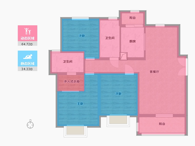 西藏自治区-昌都地区-鸿瑞澜台郡-87.65-户型库-动静分区