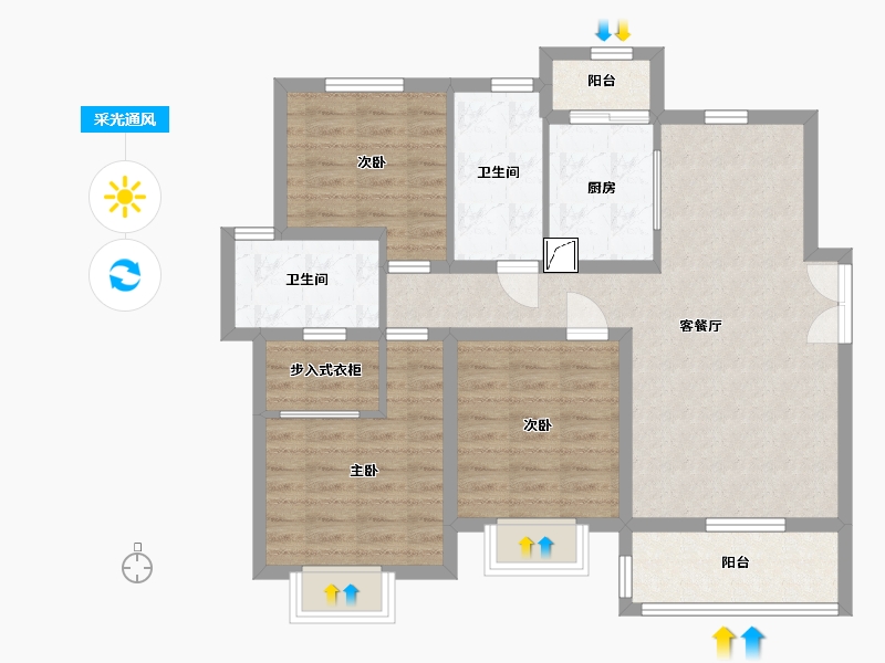 西藏自治区-昌都地区-鸿瑞澜台郡-87.65-户型库-采光通风