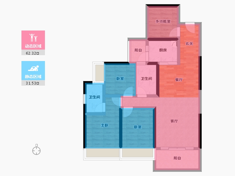 湖南省-衡阳市-合兴顺湖城-81.75-户型库-动静分区