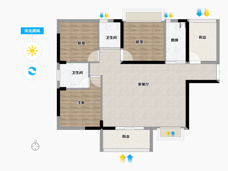 广东省-佛山市-保利珑门-104.00-户型库-采光通风